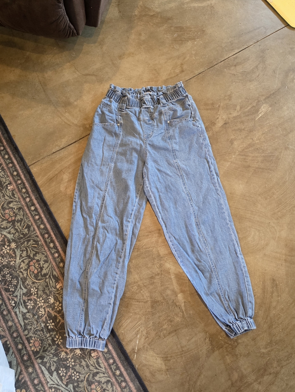 RAYED Jeans Paper Baggy Jogger Denim Jeans Stretchy Waist Size 28